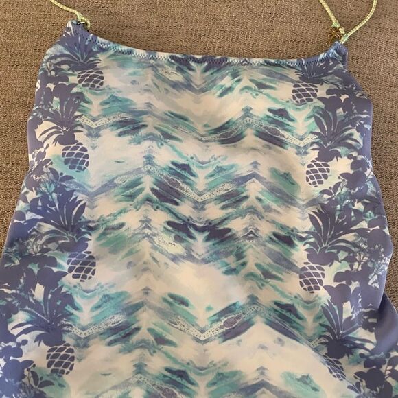 Victorias Secret Tropical Pineapple One Piece Swimsuit Sz Medium Blue‎ - Picture 2 of 4